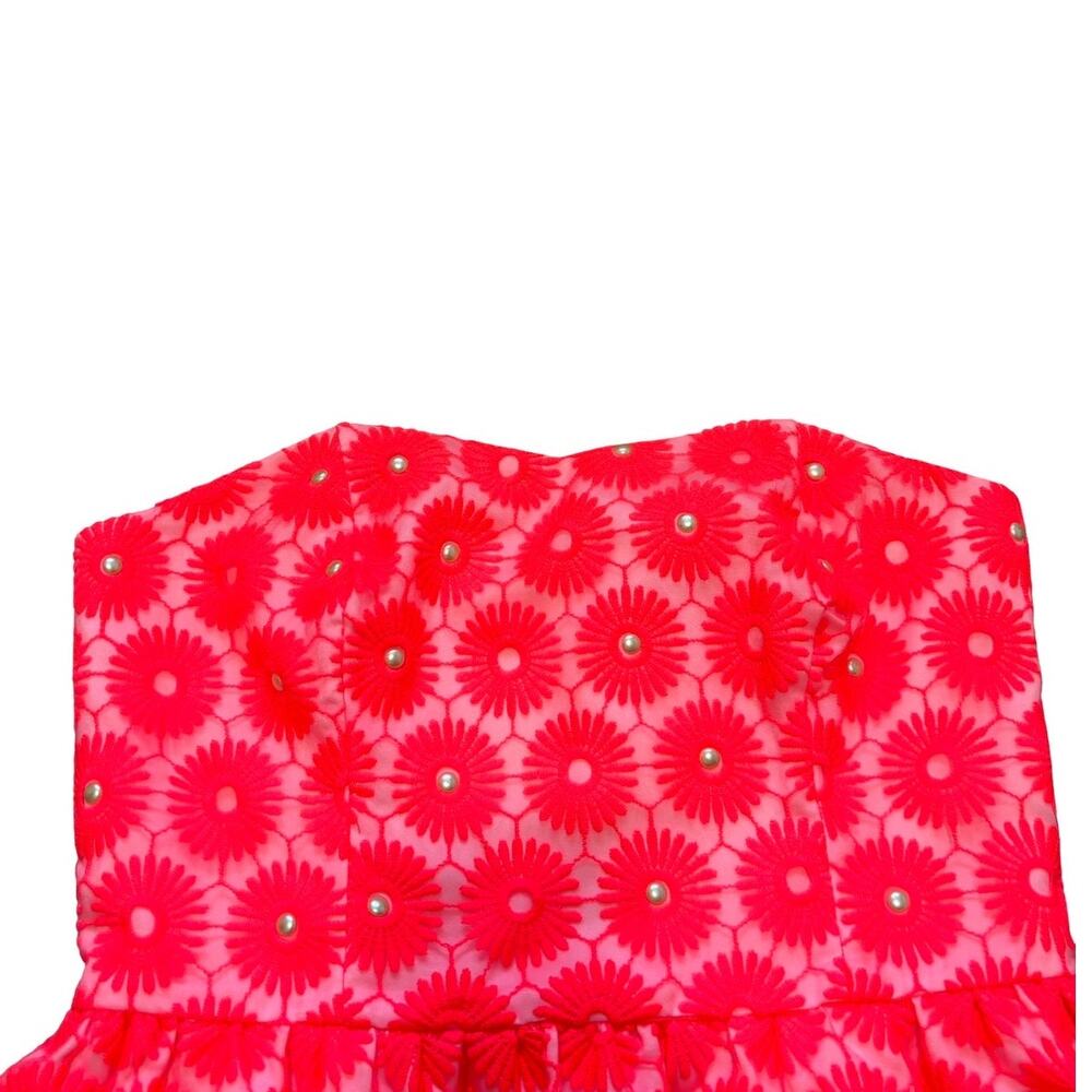 Summer Sale ☀️ Lilly Pulitzer Peyton Strapless Pink Eyelet Fit & Flare Mini Dres - Picture 4 of 7
